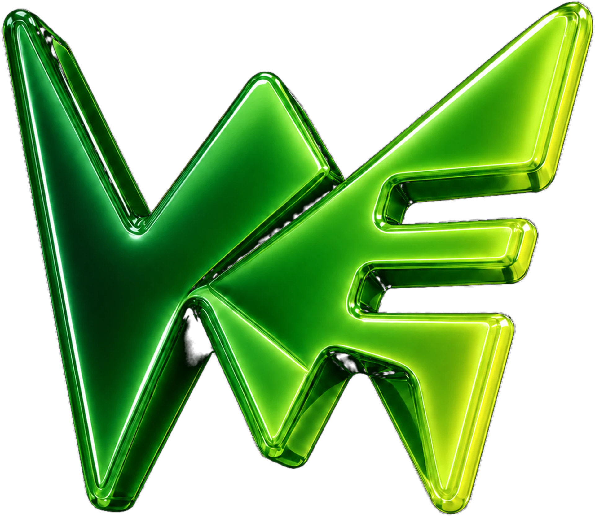 Logo de WEB EXPRESS con acabado brillante en verde y lima